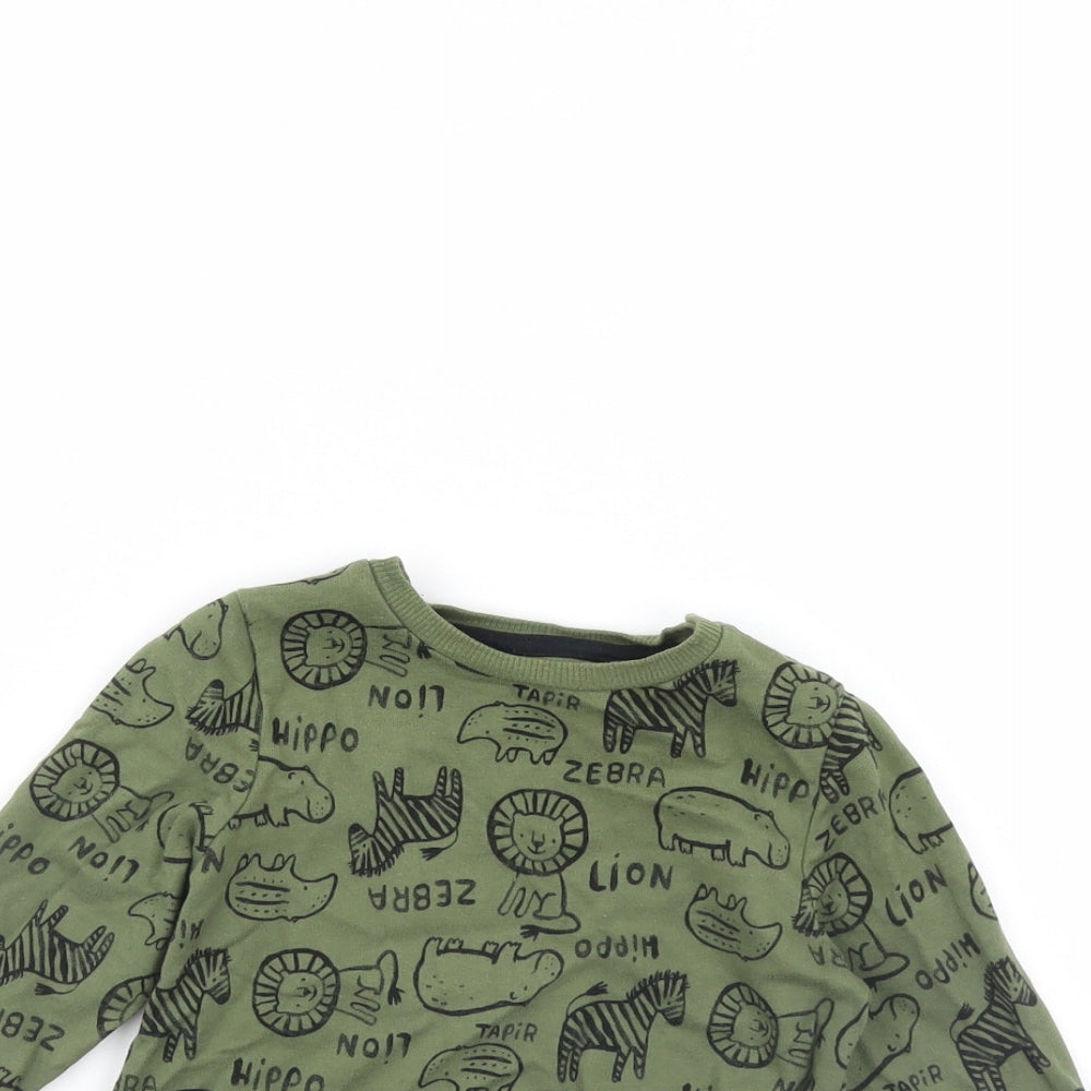 F&F Baby Green Animal Print  Pullover Jumper Size 18-24 Months