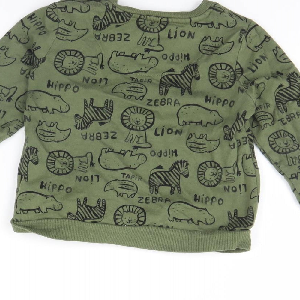 F&F Baby Green Animal Print  Pullover Jumper Size 18-24 Months