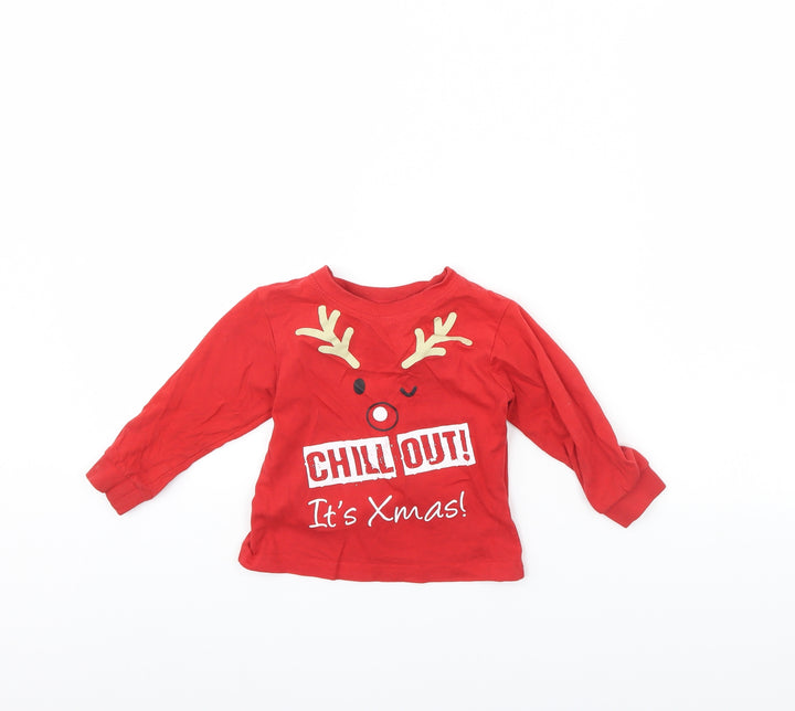 Jims jams  Boys Red Solid   Pyjama Top Size 2 Years  - Christmas