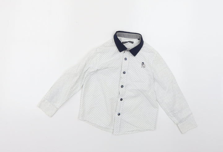 t5he spit5alfields shirt5 co Boys White Polka Dot  Basic Button-Up Size 5-6 Years