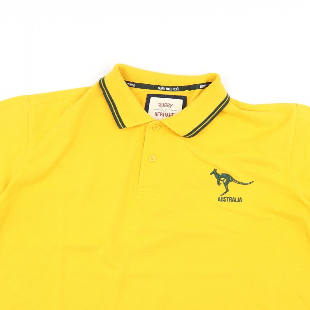rugby heritage Mens Yellow    Polo Size XL