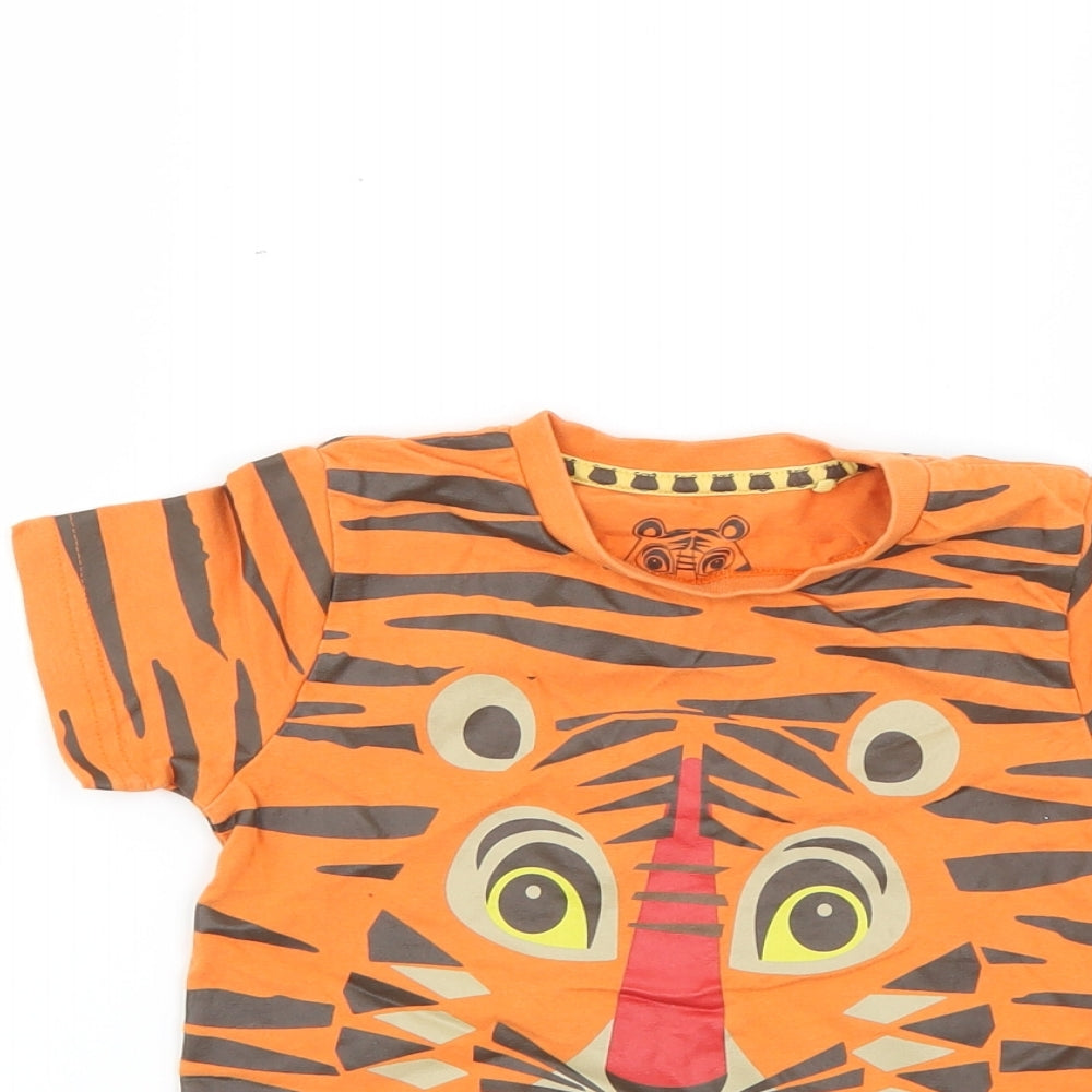 TU Baby Orange Animal Print  Basic T-Shirt Size 12-18 Months