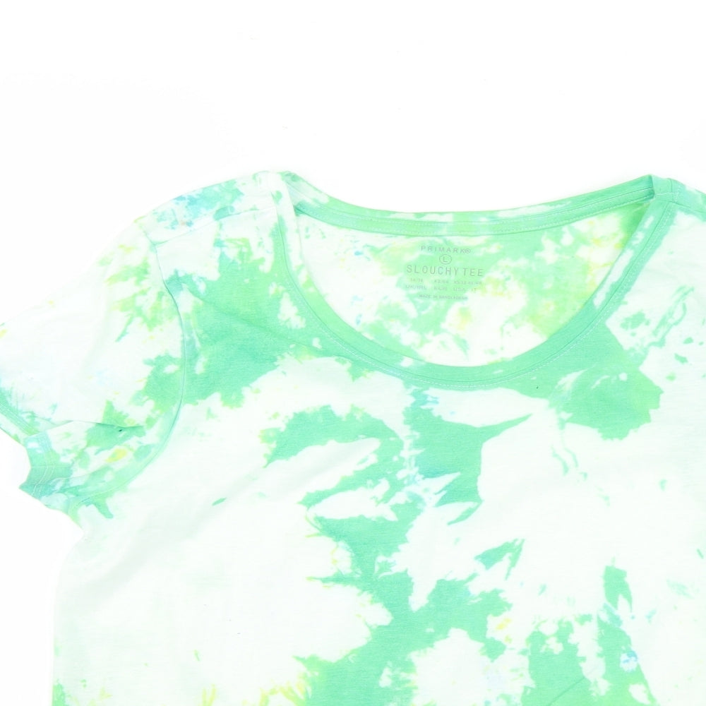 Primark Womens Green Geometric  Basic T-Shirt Size 14