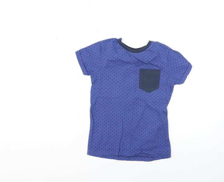 George Boys Blue Polka Dot  Basic T-Shirt Size 5-6 Years