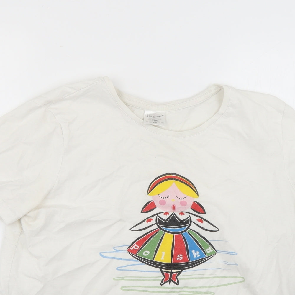 Stedman Girls White Geometric  Basic T-Shirt Size XL