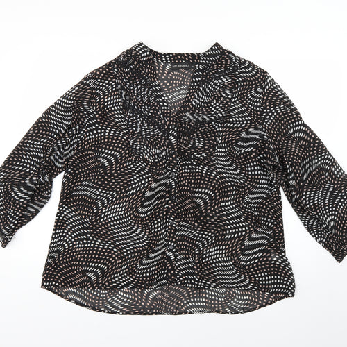 just elegance Womens Black Polka Dot  Basic Blouse Size 2