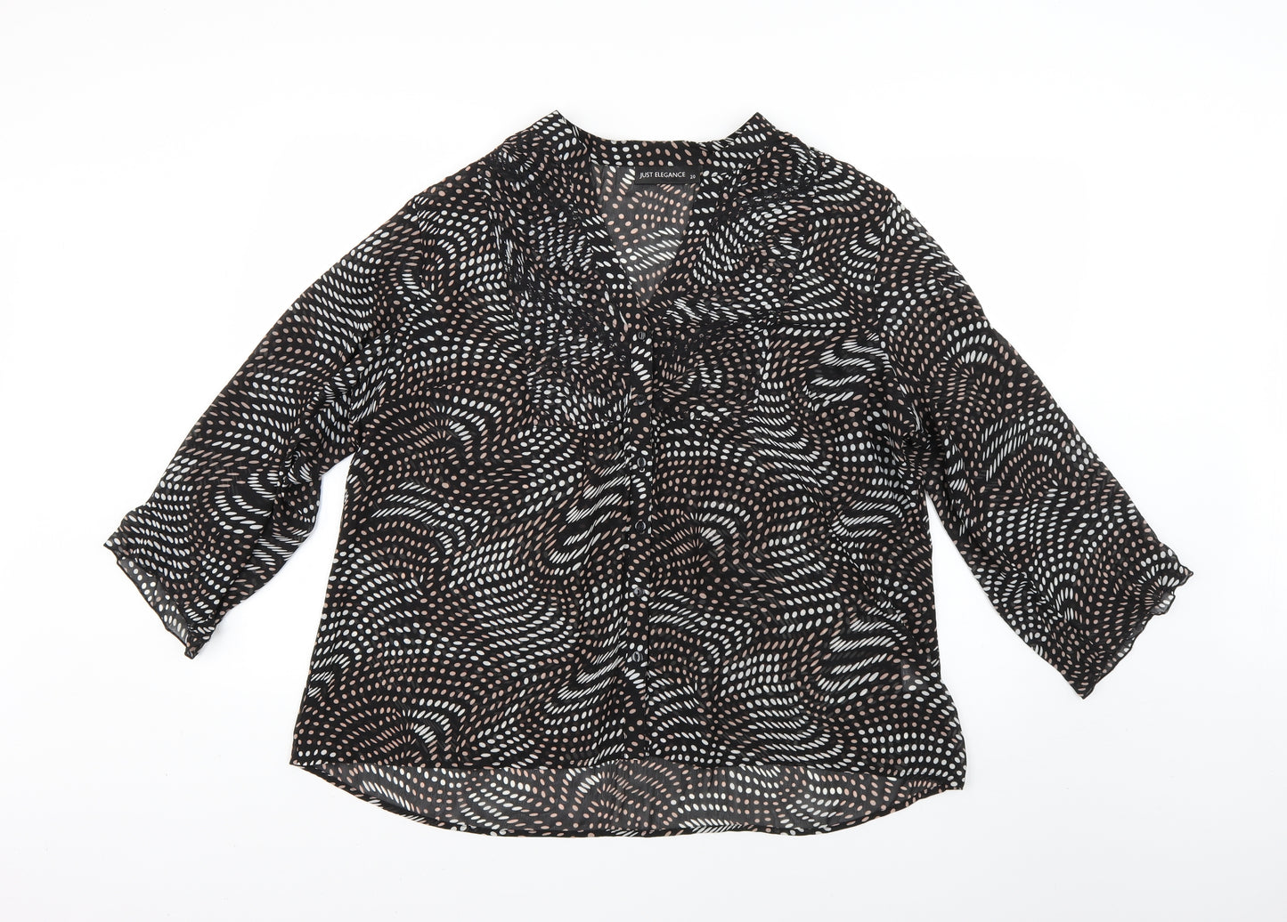 just elegance Womens Black Polka Dot  Basic Blouse Size 2