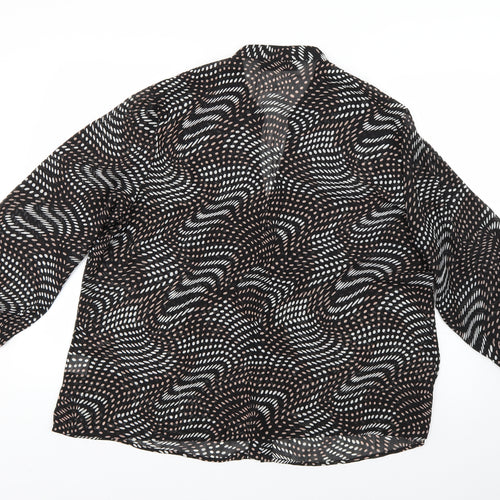 just elegance Womens Black Polka Dot  Basic Blouse Size 2