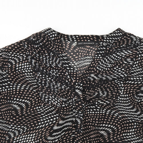 just elegance Womens Black Polka Dot  Basic Blouse Size 2