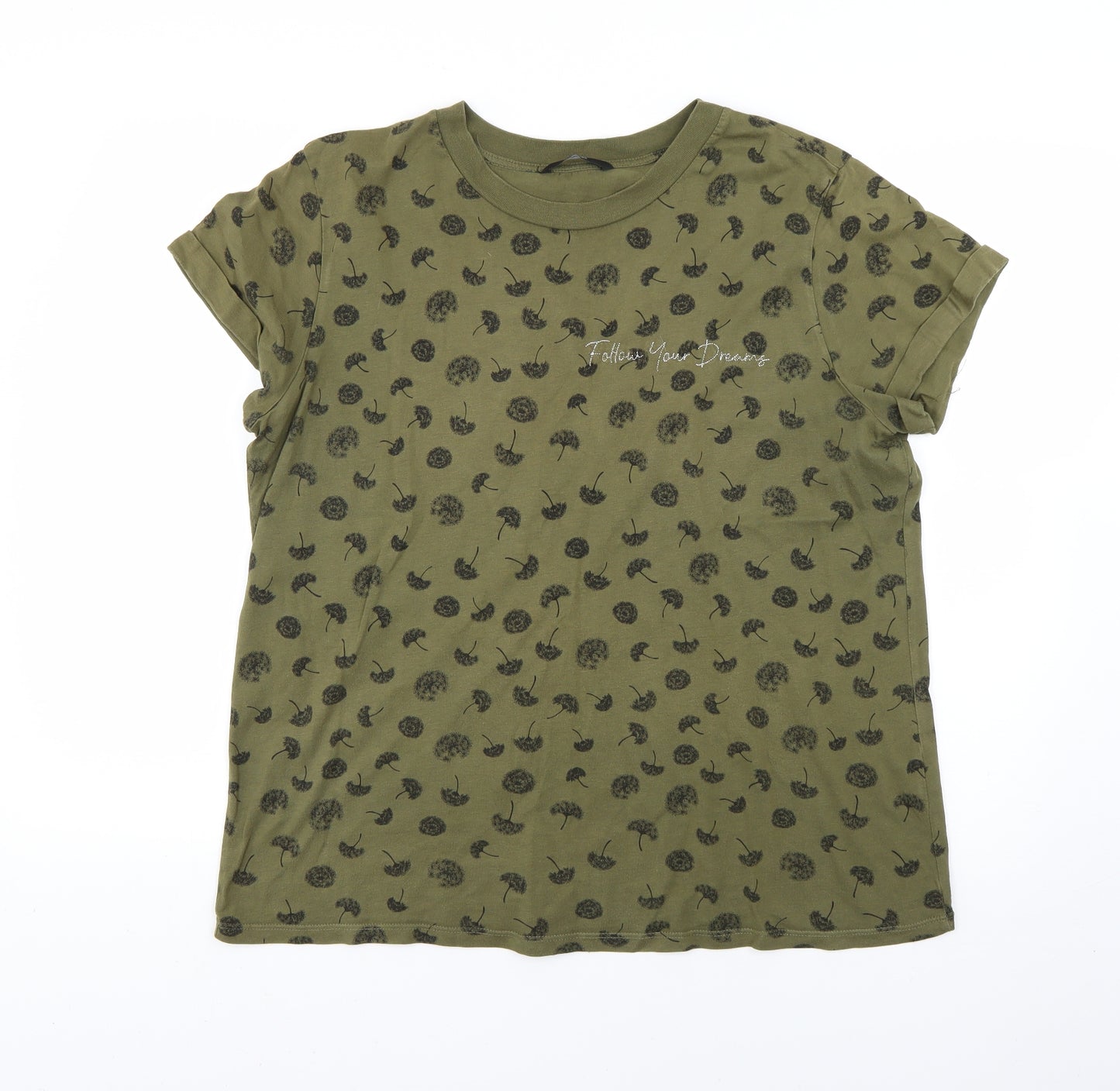 George Womens Green Geometric  Basic T-Shirt Size 16