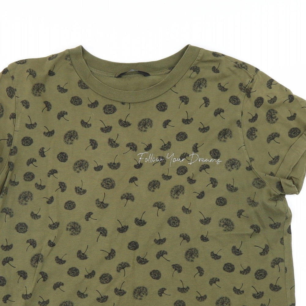George Womens Green Geometric  Basic T-Shirt Size 16