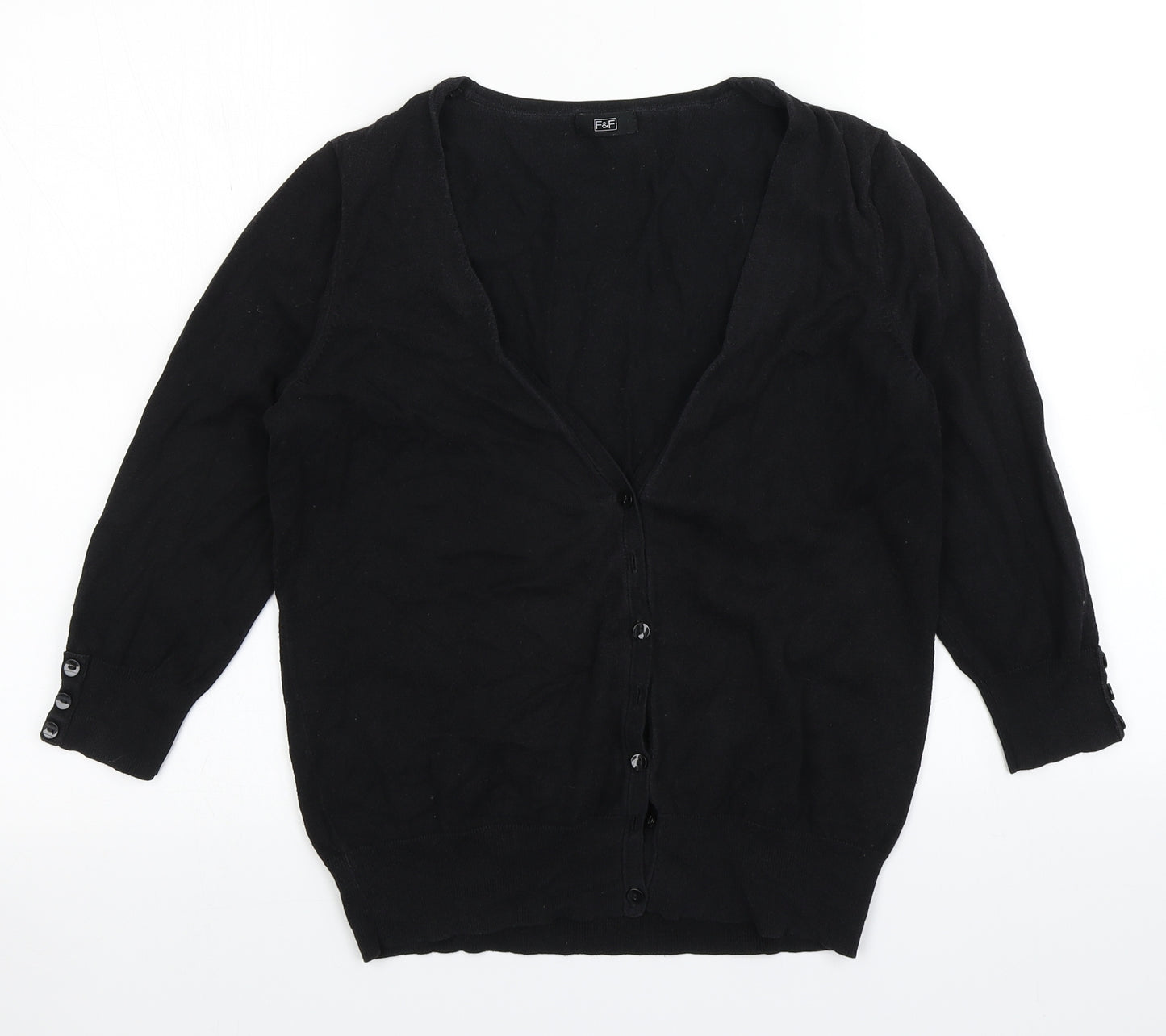F&F Womens Black  Knit Cardigan Jumper Size 14