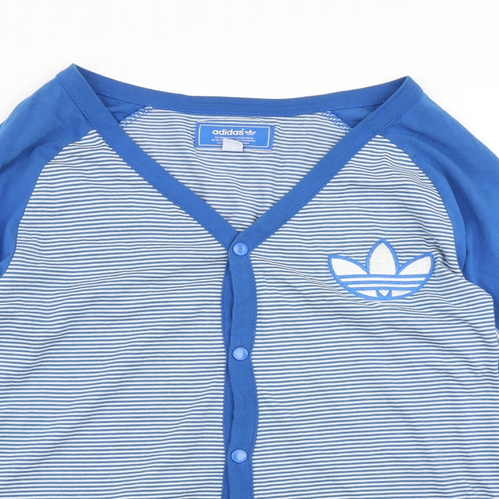 adidas Mens Blue Striped   T-Shirt Size M
