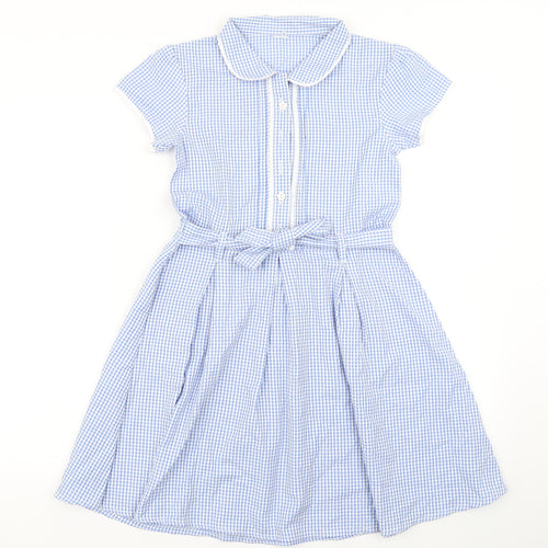 TU Girls Blue Check  Skater Dress  Size 10 Years