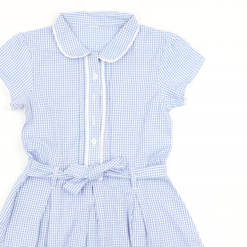 TU Girls Blue Check  Skater Dress  Size 10 Years
