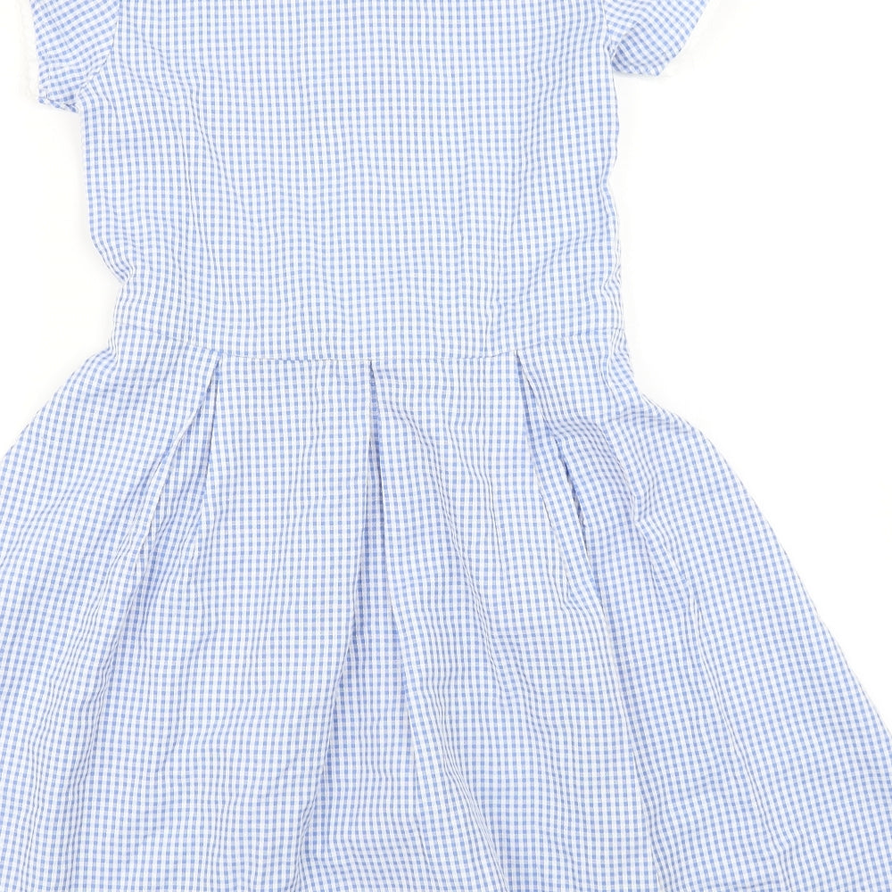 TU Girls Blue Check  Skater Dress  Size 10 Years