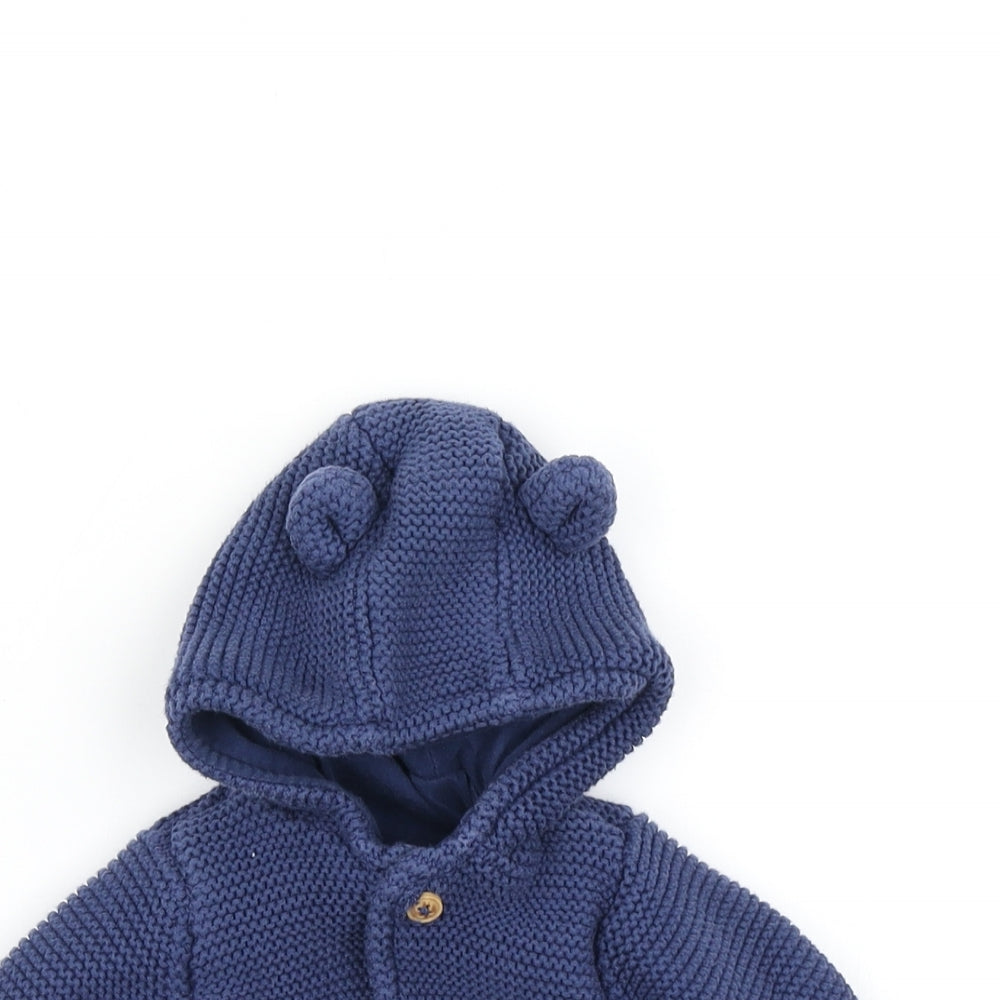 M&S Boys Blue  Knit Cardigan Jumper Size 3-6 Months