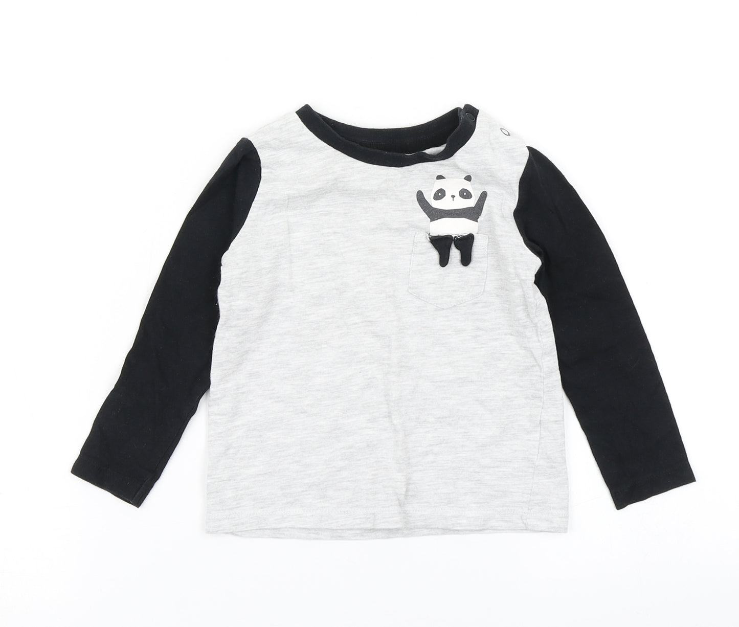Fred & Flo Boys Grey   Basic T-Shirt Size 12-18 Months