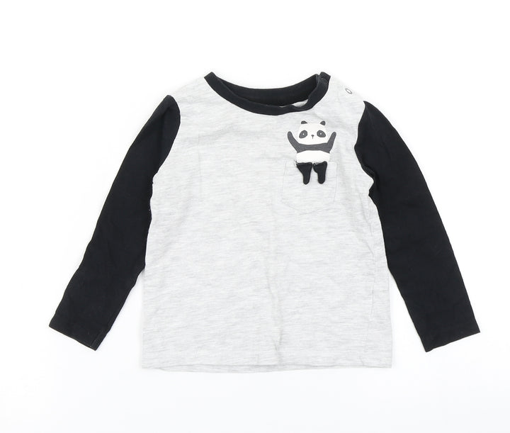 Fred & Flo Boys Grey   Basic T-Shirt Size 12-18 Months