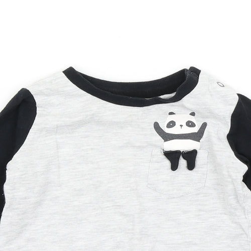 Fred & Flo Boys Grey   Basic T-Shirt Size 12-18 Months