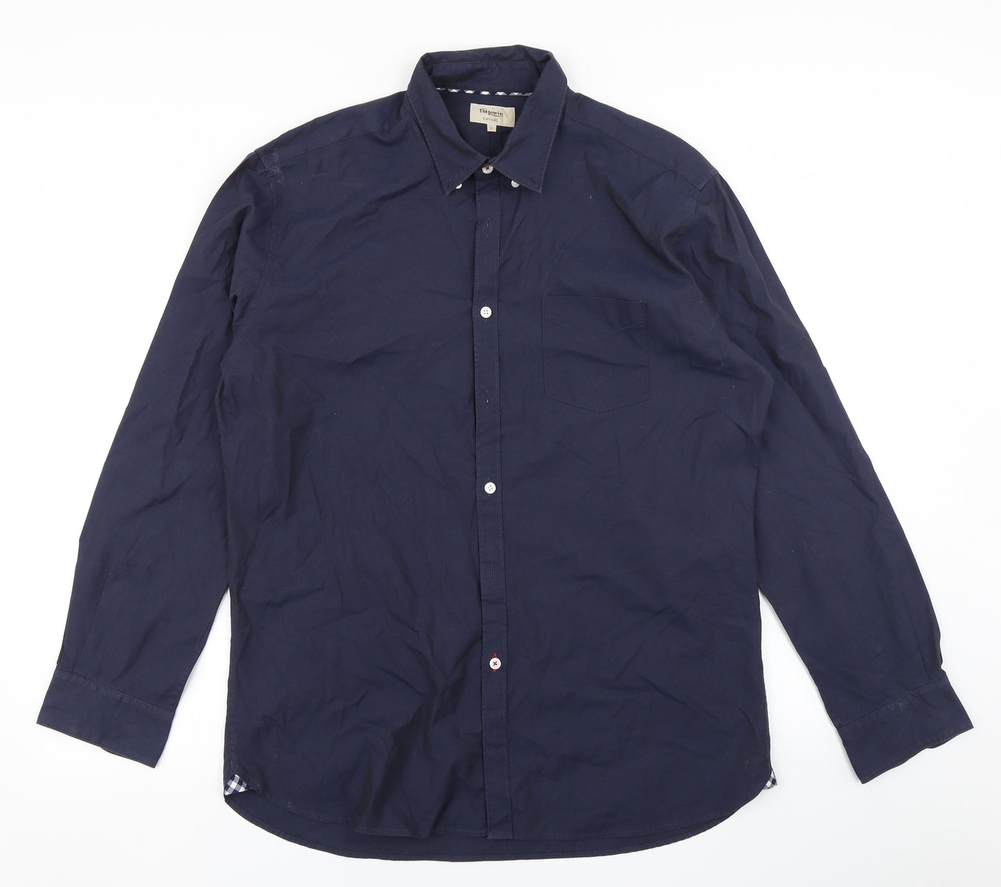 TM Lewin Mens Blue    Button-Up Size L
