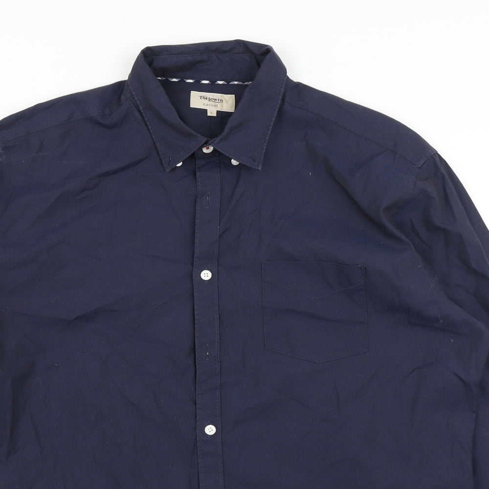 TM Lewin Mens Blue    Button-Up Size L