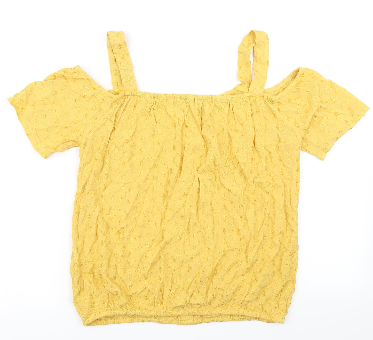 M&Co Womens Yellow Floral  Basic Blouse Size 8