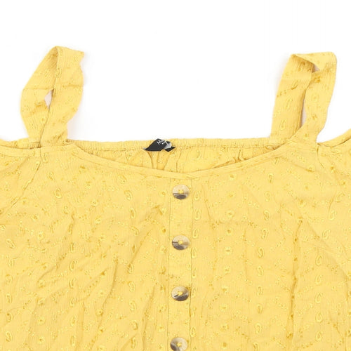 M&Co Womens Yellow Floral  Basic Blouse Size 8
