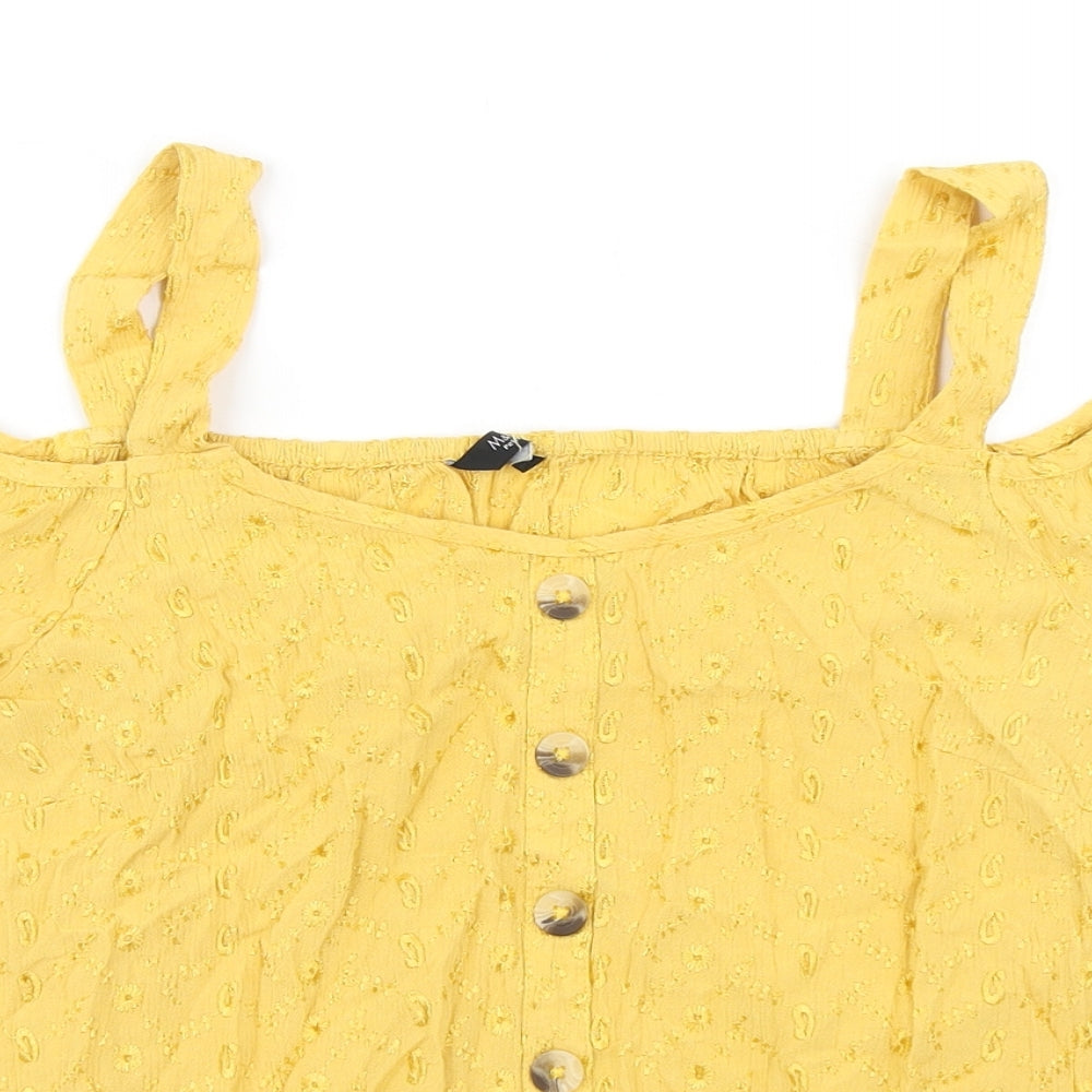 M&Co Womens Yellow Floral  Basic Blouse Size 8