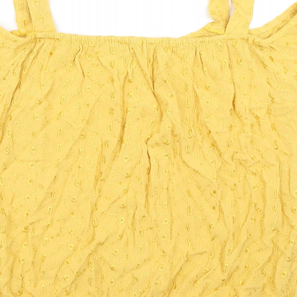 M&Co Womens Yellow Floral  Basic Blouse Size 8
