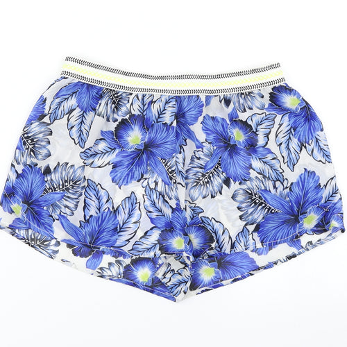 New Look Womens Blue Floral  Hot Pants Shorts Size 8