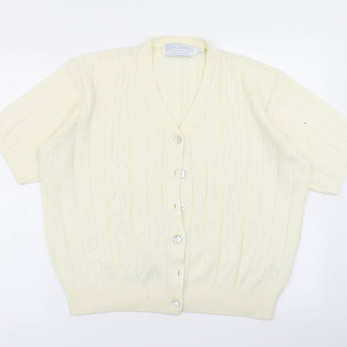 Compliments Womens Yellow  Knit Cardigan Jumper Size L