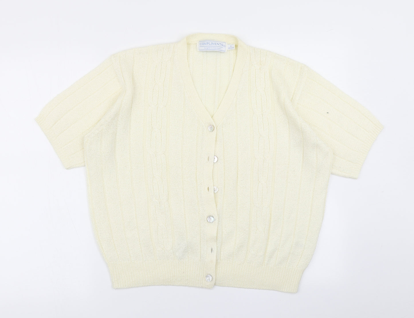 Compliments Womens Yellow  Knit Cardigan Jumper Size L