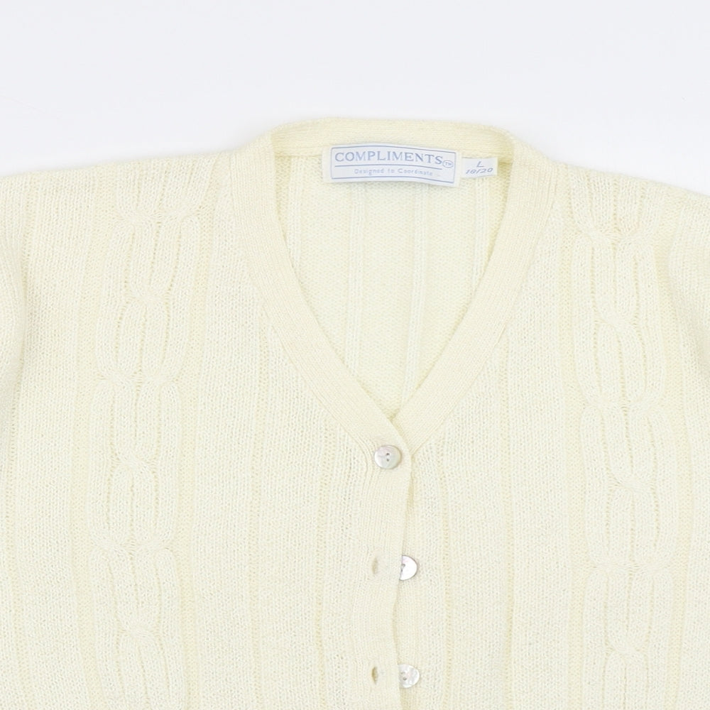 Compliments Womens Yellow  Knit Cardigan Jumper Size L