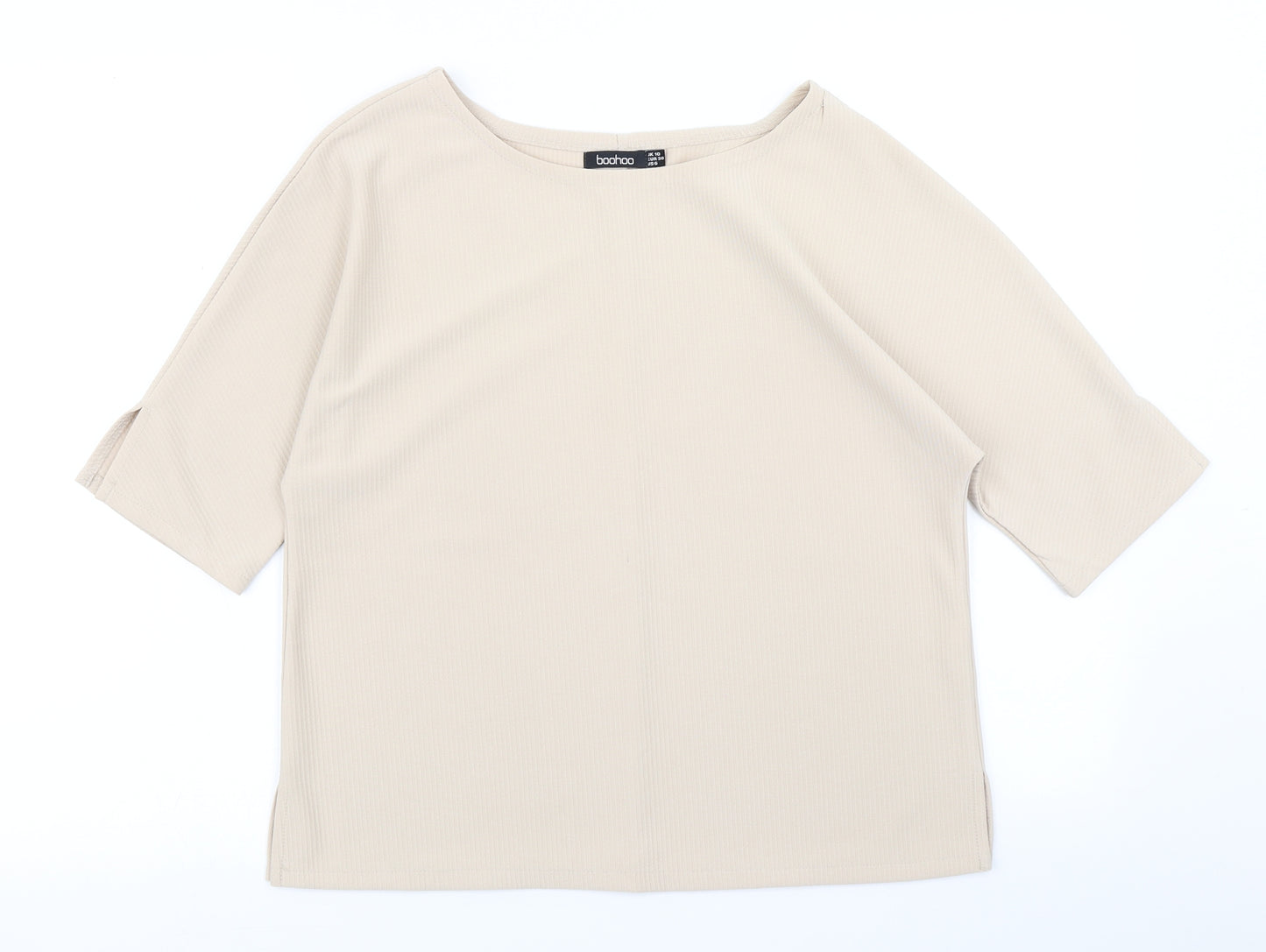Boohoo Womens Beige   Basic T-Shirt Size 10