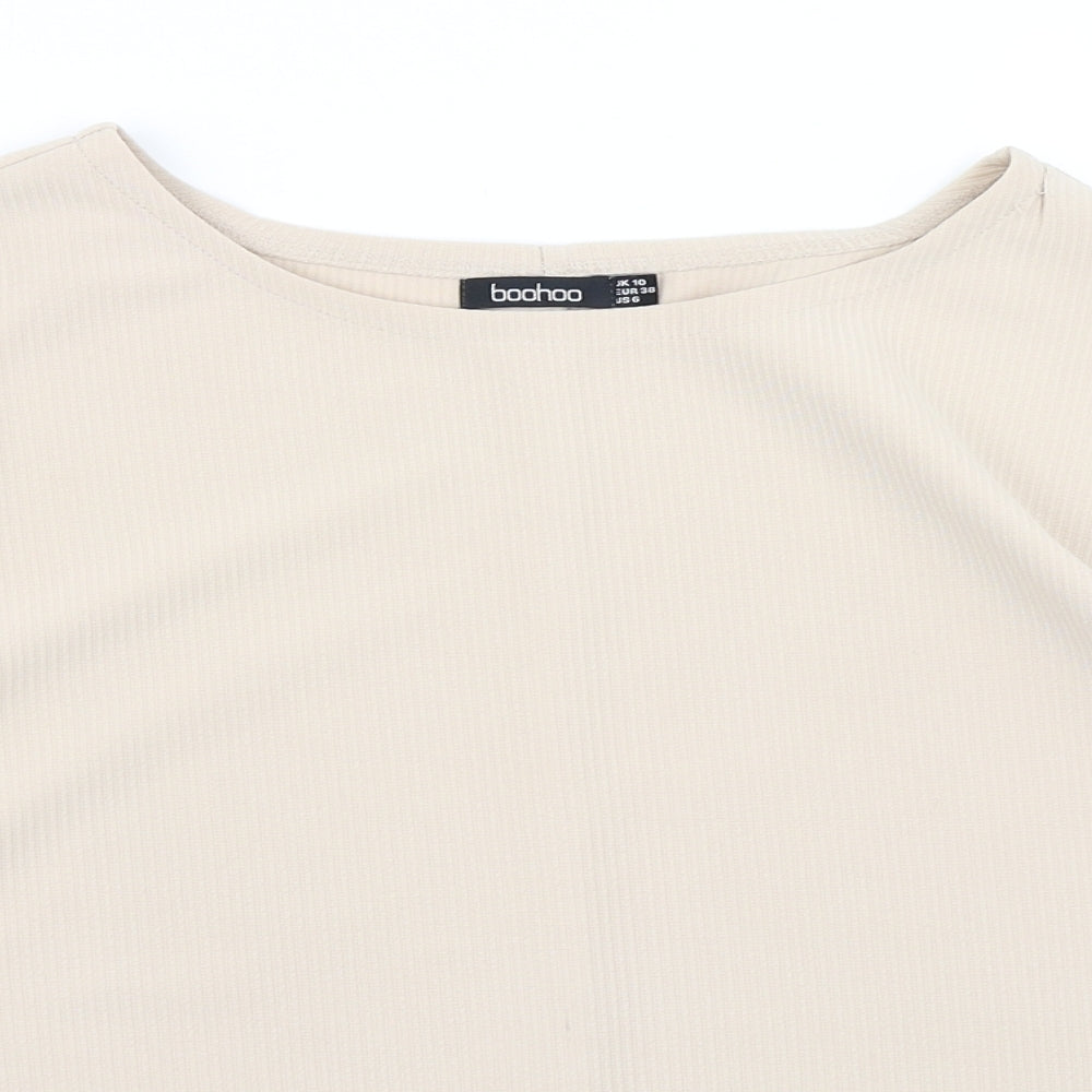 Boohoo Womens Beige   Basic T-Shirt Size 10