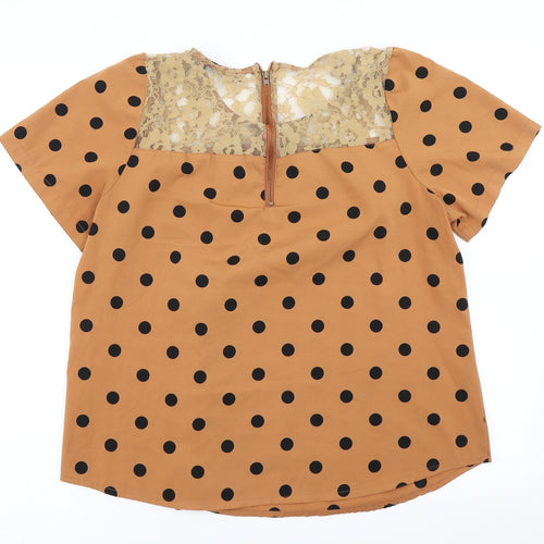 Atmosphere Womens Brown Polka Dot  Basic Blouse Size 14