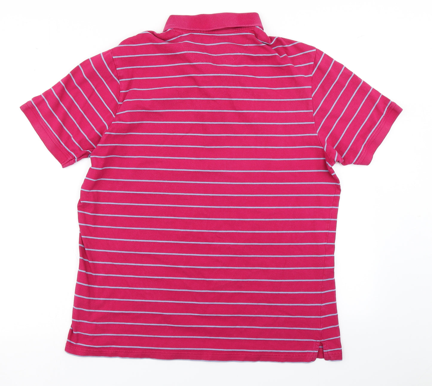 M&S Mens Pink Striped   Polo Size L