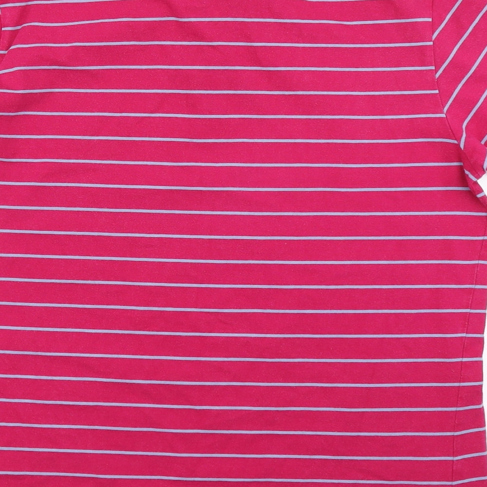 M&S Mens Pink Striped   Polo Size L