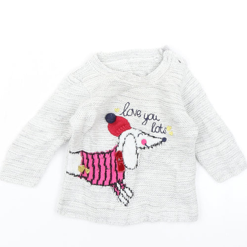 George Girls Grey  Knit Pullover Jumper Size 0-3 Months