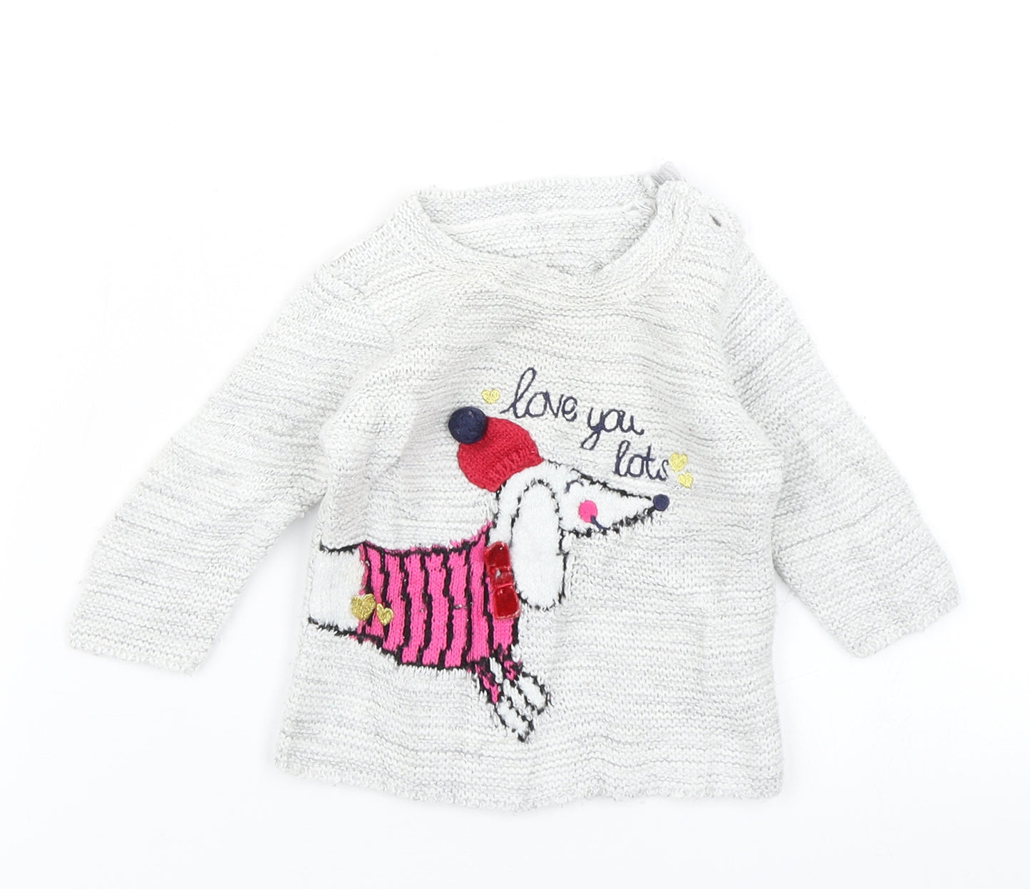 George Girls Grey  Knit Pullover Jumper Size 0-3 Months