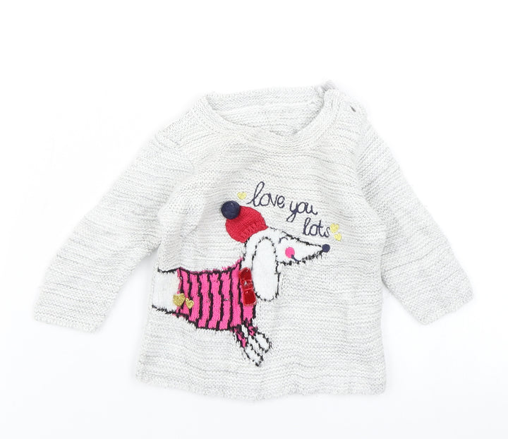 George Girls Grey  Knit Pullover Jumper Size 0-3 Months