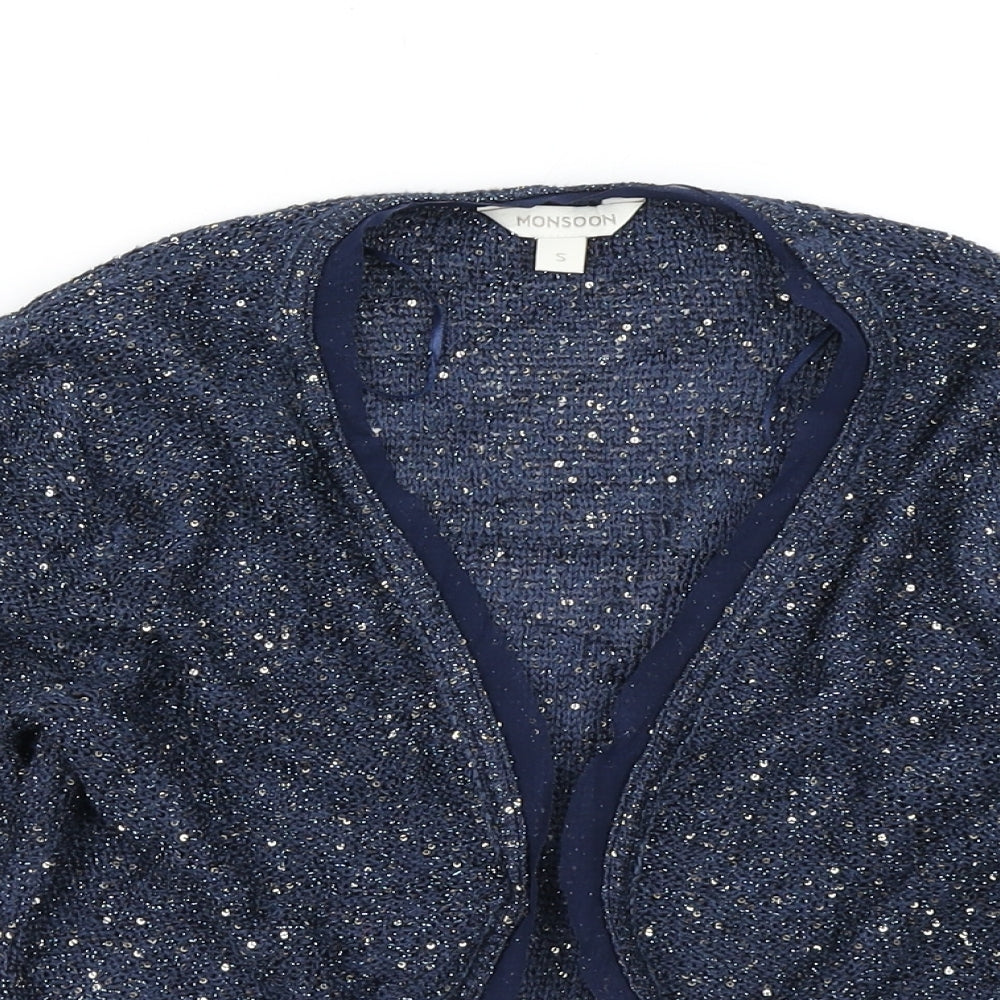 Monsoon Womens Blue  Knit Cardigan Jumper Size S