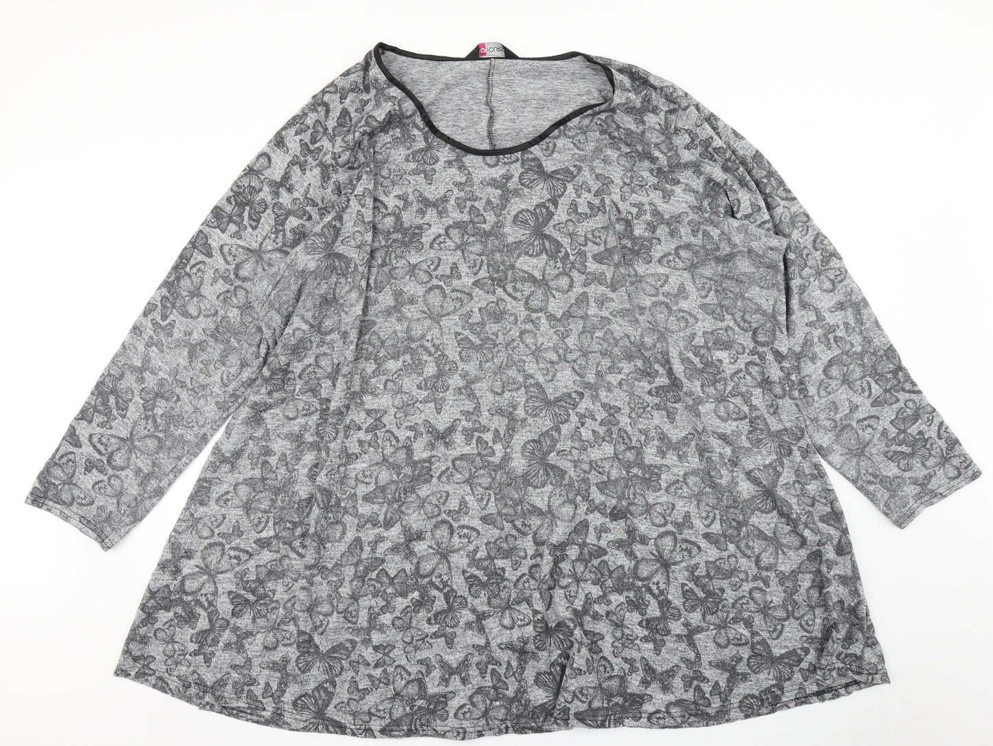 Yours Womens Grey Floral  Basic T-Shirt Size 30
