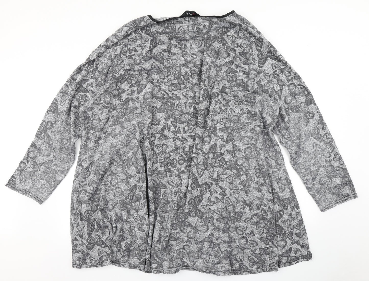 Yours Womens Grey Floral  Basic T-Shirt Size 30