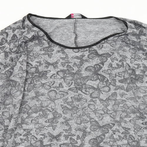 Yours Womens Grey Floral  Basic T-Shirt Size 30