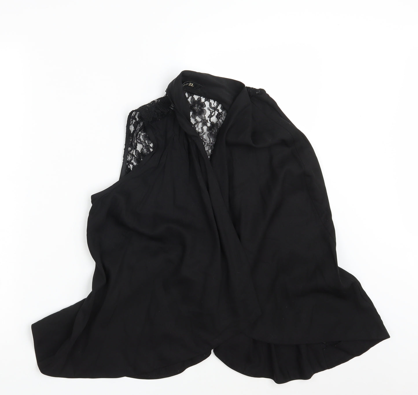 FOREVR 21 Womens Black Floral Rayon Jacket Blazer One Size  - Sleeveless