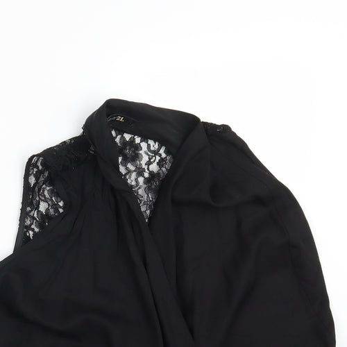 FOREVR 21 Womens Black Floral Rayon Jacket Blazer One Size  - Sleeveless