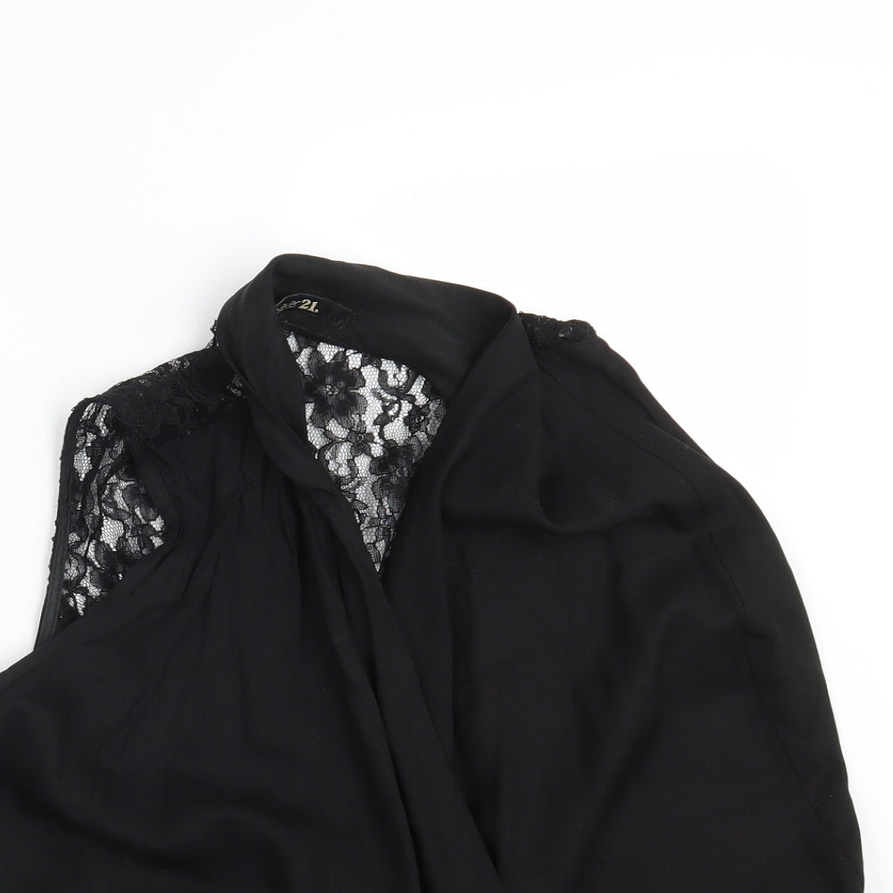 FOREVR 21 Womens Black Floral Rayon Jacket Blazer One Size  - Sleeveless