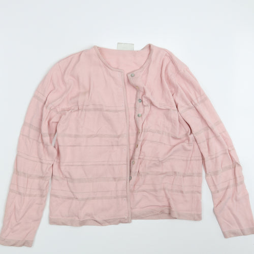 Modern Classics Womens Pink Striped Knit Cardigan Jumper Size 16